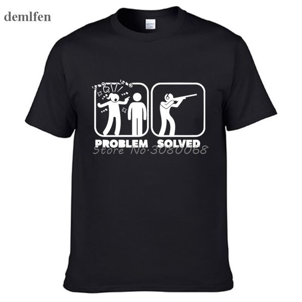 

sport funny problem solved hunt t-shirt men's short sleeve o-neck cotton tshirts fashion summer style tees