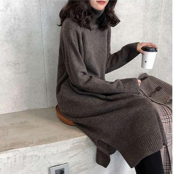 

winter thick cashmere swater women pullover long dress turtleneck female pullover women sweater knitted jumper dress pull femme1, White;black