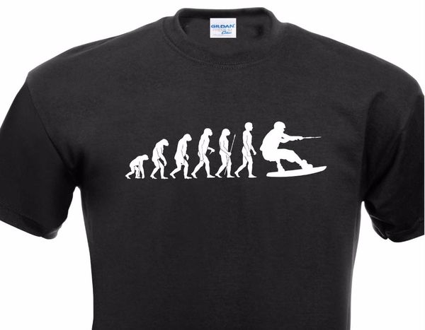 

men's t-shirt wake-up evolution water-skier boarding hobbies leisure summer beach tee shirts sport hooded sweatshirt hoodie