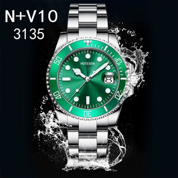 

nf eta 2836 eta 3135 mens watch luminous diving ceramic 904l 116610lv automatic watch 40mm luminous men waterproof 10m watch, Slivery;brown