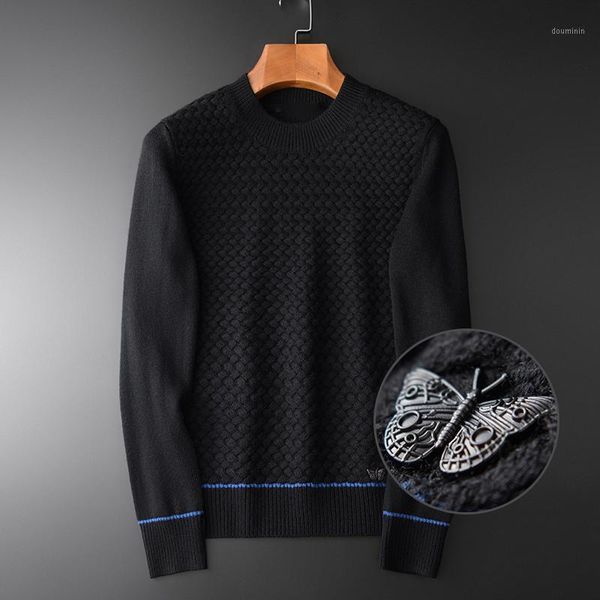 

mens luxury wool 3d jacquard knitted round collar male autumn winter slim fit sweater man plus size 4xl1, White;black