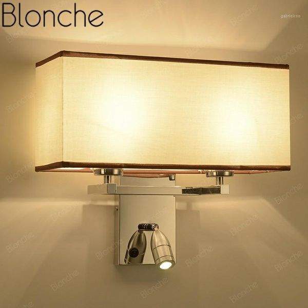 

nordic metal wall lamp switch cloth art wall sconce e27 lighting for modern bedside living room aisle home decor silver fixtures1