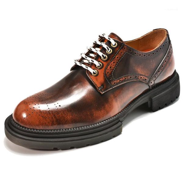 

dress shoes leather men's business suit korean version thick sole winter 5cm british style1, Black