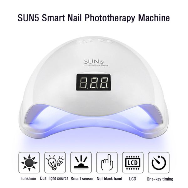 SUN5 48W Secador de Unhas UV LED Para Unhas Lâmpada de Cura Gel Polonês Secagem Rápida Com Auto Sensor Manicure Salon tool