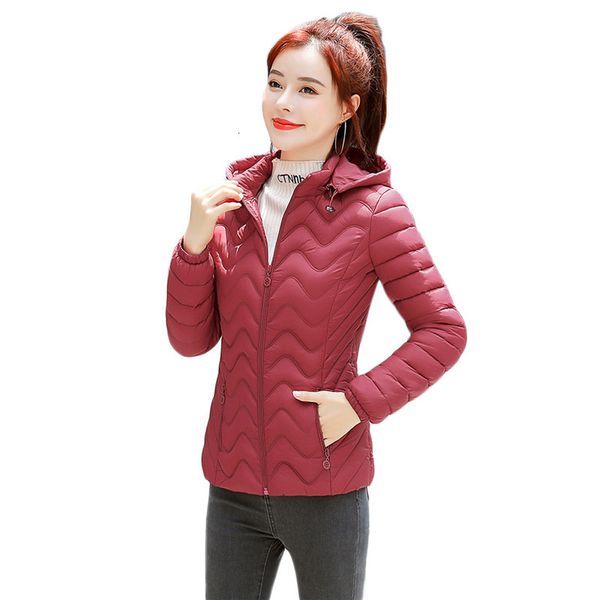 

2021 new new female winter coat short red wine -6xl plus size fine light with hood down cotton thin korean fashion parka, Black