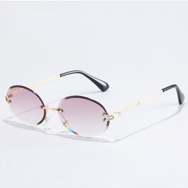 

frameless trimmed women sunglasses fashion small round sun glasses metal temples 7 colors wholesale, White;black