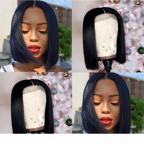 

natural straight bob 13x4 lace front wig full lace wig adjustable hat circumference natural color 130%~150% density for black women, Black;brown