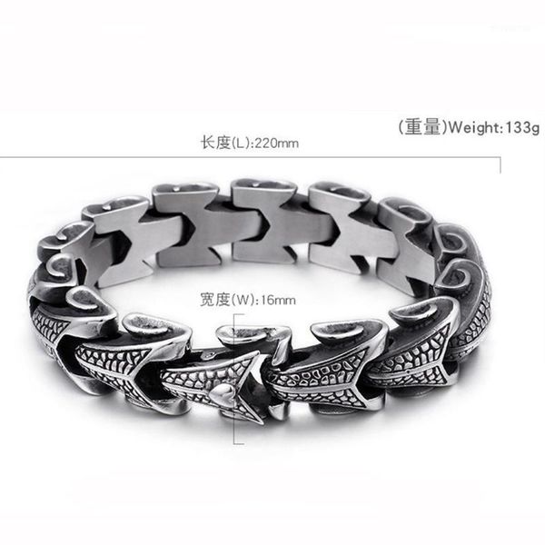 

16mm wide 8.66" silver color wristband bracelet 316l stainless steel snake punk bracelet jewelry1, Golden;silver