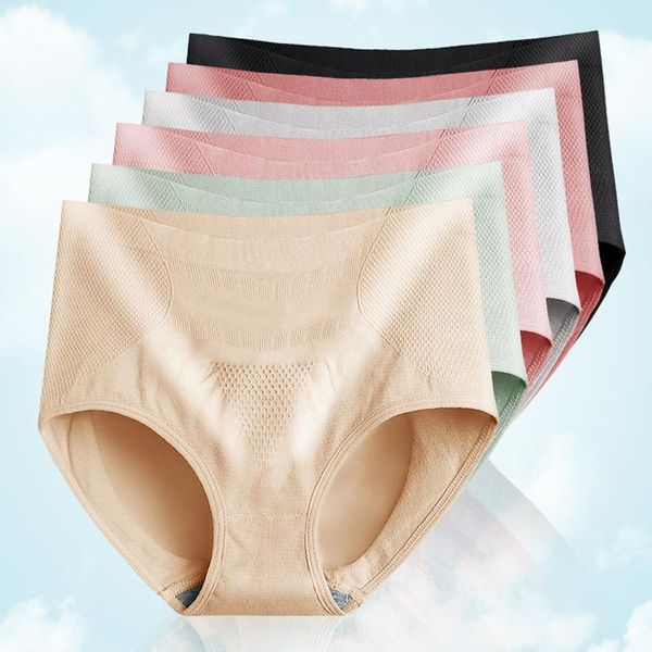

women's panties packaging] seamless underwear body shaping and abdomen closing honeycomb cotton large high waist briefs, Black;pink
