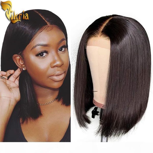 

beauty short straight bob 13x4 lace front wig full lace human hair wig 8~14 inches 130%~150%density with baby hair for black women brazilian, Black;brown
