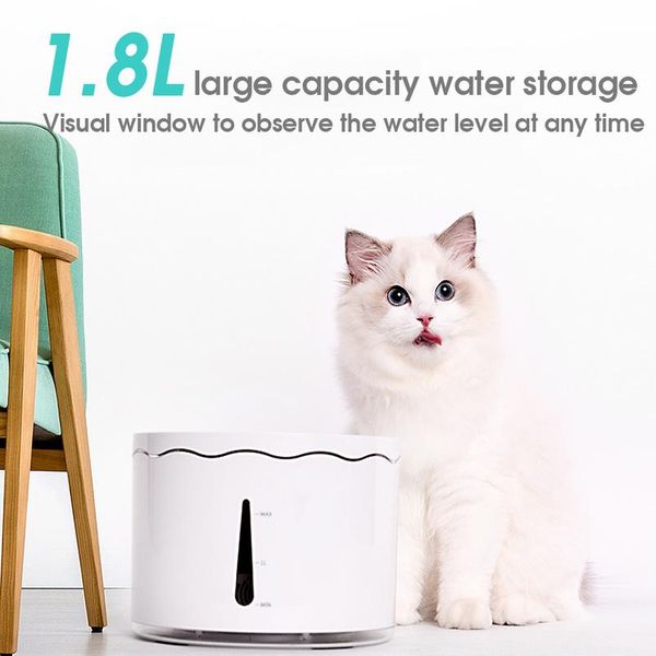 

1.8l matic cat fountain electric pet water dispenser feeder led dog cat drinking filter bowl container usb bbyrdf