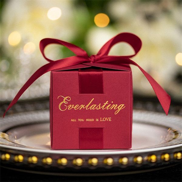 

candy case square return ceremony idea new style sugar carton wedding silk ribbon bow gift packing box sell well 0 78qs p1