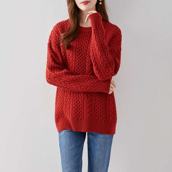 

autumn and winter round neck t-shirt solid color pullover temperament sweater women's wear thick twist bottom coat ing, White;black