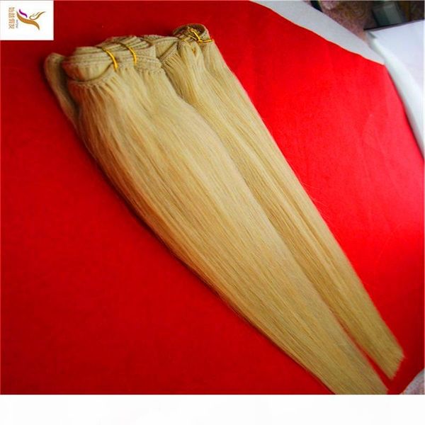 

bleach blonde 100g pcs 16"-36" remy hair weft weaving 100% human hair extensions straight double weft hair extensions, Black