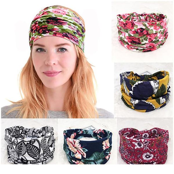 

woman elastic headband bohemian printed wide hairband headscarf knotted yoga sports cotton headband fashion hair acc qylwff