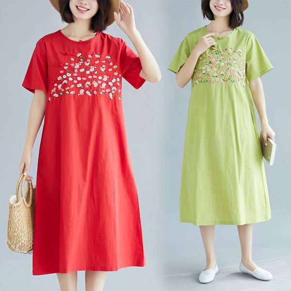 

embroidered plus size midi dressed in long blouse ladies'blouse will see dresses of vintage flower thin ocasional loose e3fa, Black;gray