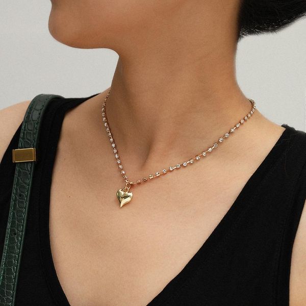 

fashionable fresh single-layer handmade geometric items simple claw chain heart pendant necklace sale, Silver