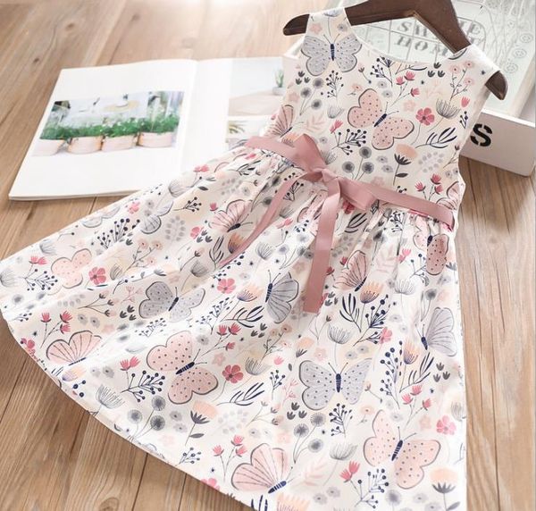 

girl's dresses owligbaby 2021 butterfly print dress girls wholesale1, Red;yellow