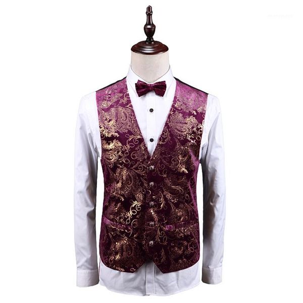 

noble men vest asian size s - 5xl vest men vests waistcoat red & gold1, Black;white
