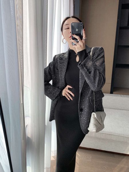 

aunt cui fashion week women's star sequin suit dign, White;black