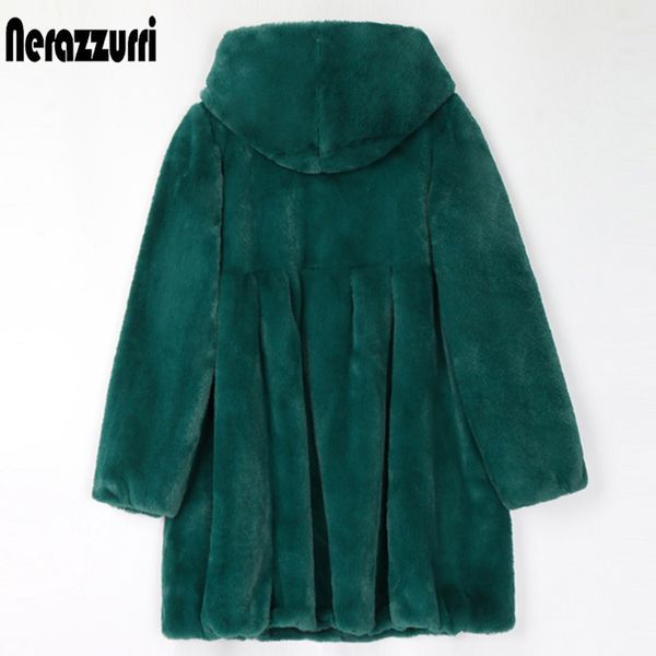 

nerazzurri pleated light soft faux fur coat women with hood skirted fluffy jackets for women womens plus size fall fashion 2020 q1219, Black