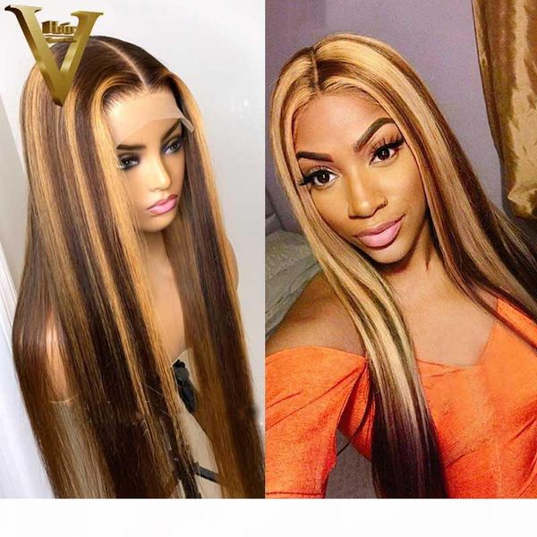 

коричневый и блондинка парик highlight 13x6 ombre honey blonde фронта шнурка человеческих волос парики для женщин pre щипковых перуанский во, Black;brown