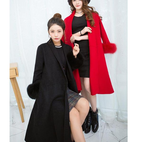 

five fingers gloves real fur sleeve decoraion wrist hoops diy rings cuff hand women coat cuffs, Blue;gray