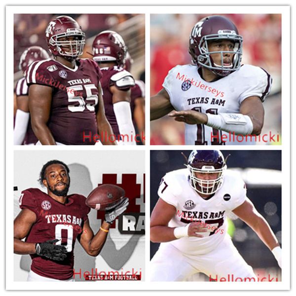 

пользовательские texas am aggies футбол джерси аарон хансфорд эдгеррин купер кенин грин брайан уильямс антонио джонсон техас-амгиги джерси, Black