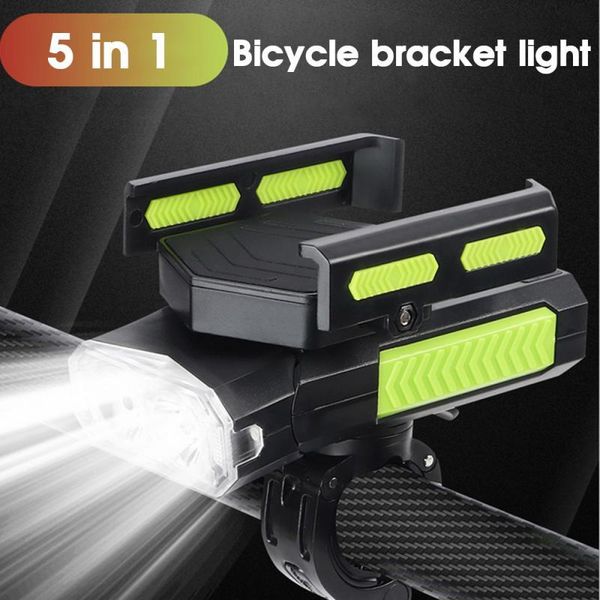 

bicycle light horn front light mountain bike charging treasure with mobile phone holder 5-in-1 horn bracket headlight