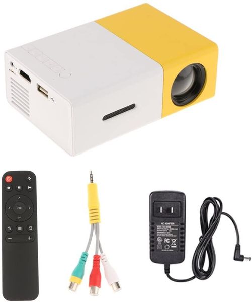 

mini cameras hbuds yg-300 led portable projector 600lm 3.5mm audio 320 x 240 pixels usb home media player yellow