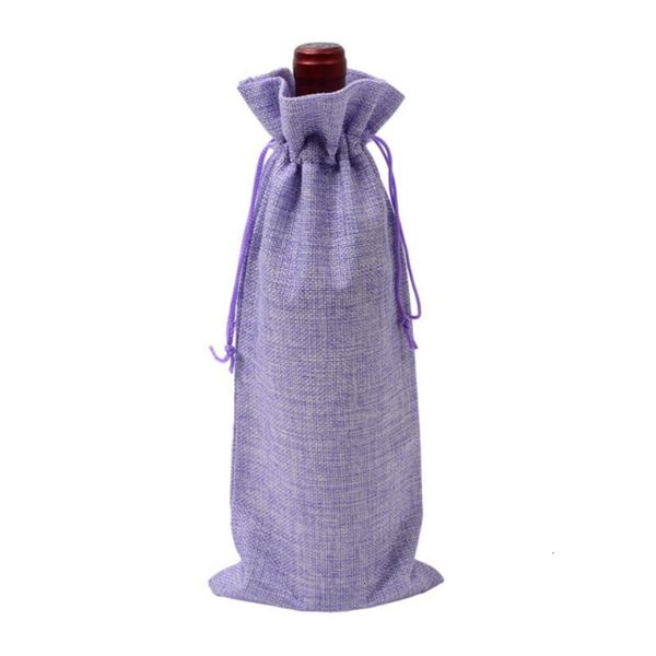 

15*35cm rustic jute drawstring burlap wine bottle covers wedding party champagne linen package gift bags 10 ntzrg