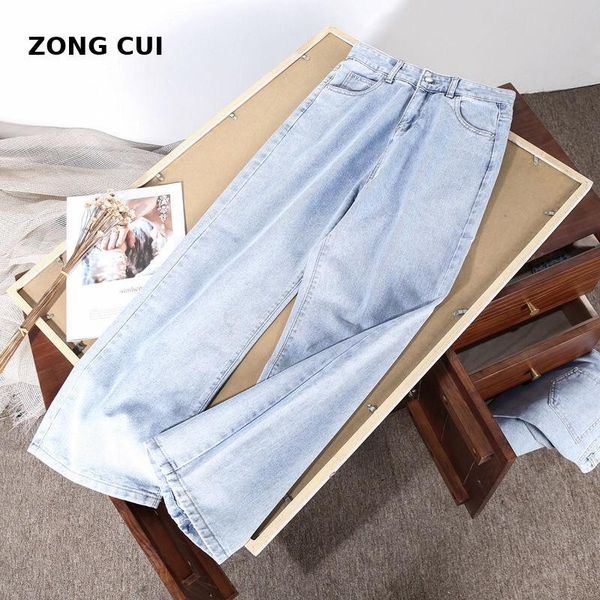

jeans women denim wide leg loose high waist pockets casual korean chic fashion retro spring 2020 new all-match streetwear womens, Blue