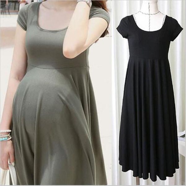 

maternity dresses summer short sleeve black grey clothes for pregnant women pregnancy clothing vestidos1, White
