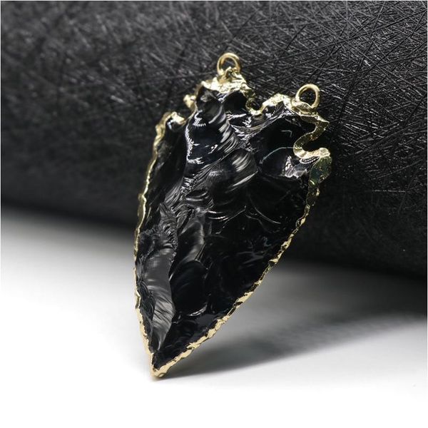 

black obsidian pendant fit necklace irregular arrowhead healing point natural quartz stone pendants for women men lucky qylnhz