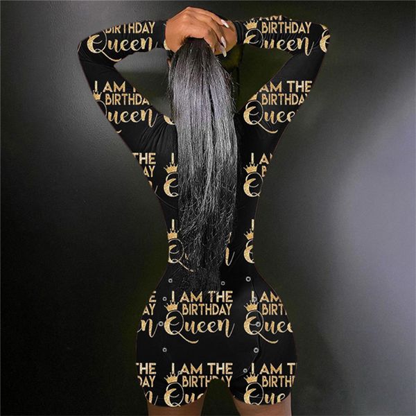 

я день рождения королева женщины открыть обратно ползунки шорты с длинным рукавом комбинезон pajama костюм задний прикладом bum открыть задн, White