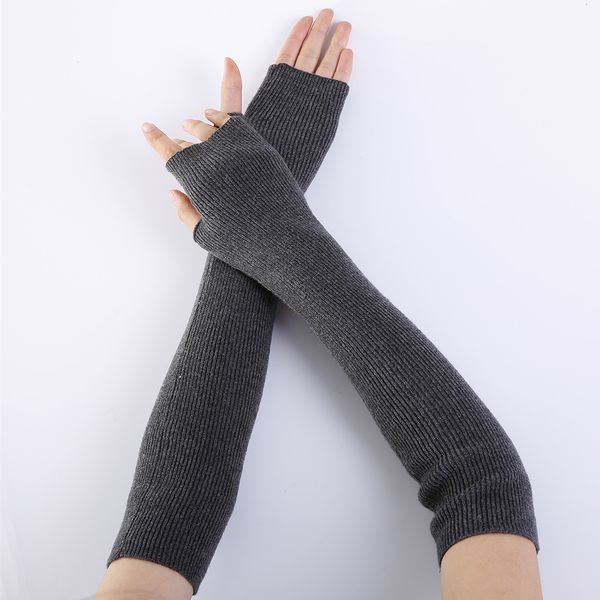 

new women finglerless gloves pure color fine yarn soft fashionable warm open finger gloves women cashmere half finger arm sleeve, Blue;gray