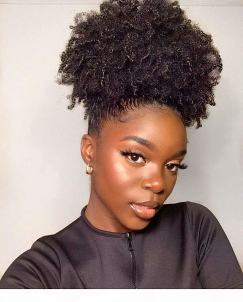 

высокий слоеный afro kinky вьющихся волосы индийский человека хвостик для черных женщин coily фигурных горячим instagram естественного хвост, Black