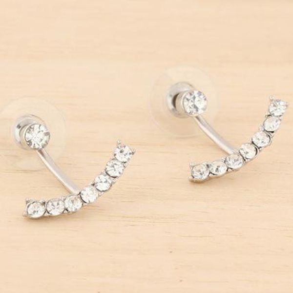 

stud earrings for women wholesale bijoux fashion arc earringwedding jewelry silver gold channel earrings, Golden;silver