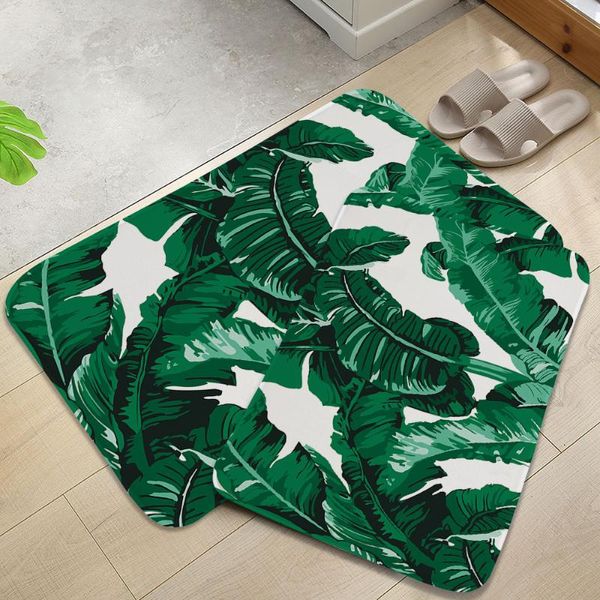 

green plants bathroom carpet anti-slip absorb water bath mat bathroom kitchen bedroon floor mat entrance rugs 40*60cm dd-0065