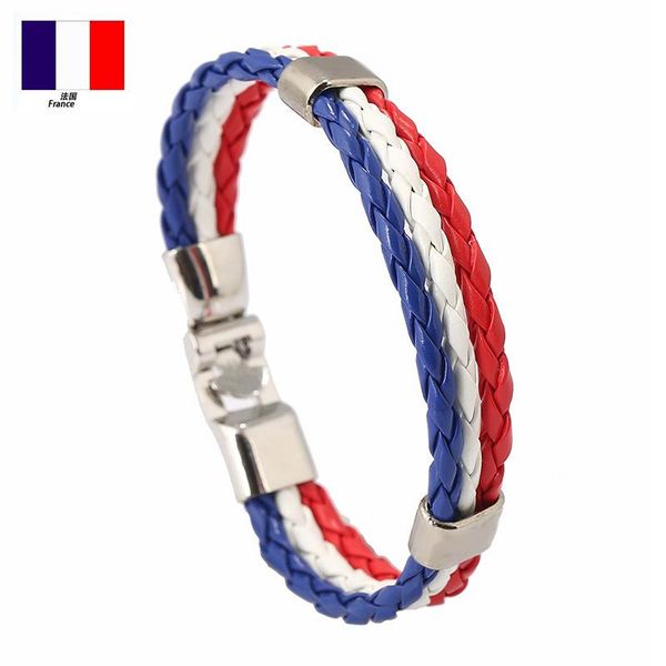 

KaiMin 2021 New Wholesale Braided Style Men's Hand-knitted Bracelets In Russia Spain Flag Colors Jewelry Accessories Friend Gift, Golden;silver