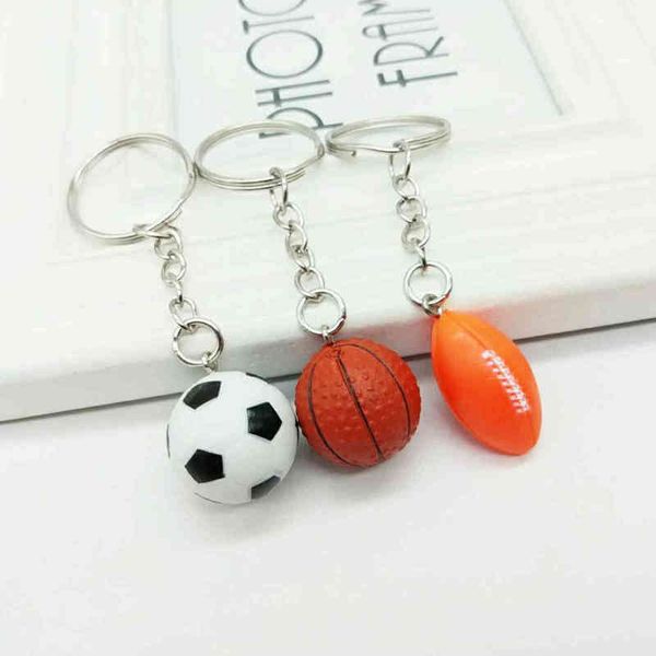 

keychains 2cm football basket rugby key chain bag pendant hanging pvc gifts, Silver
