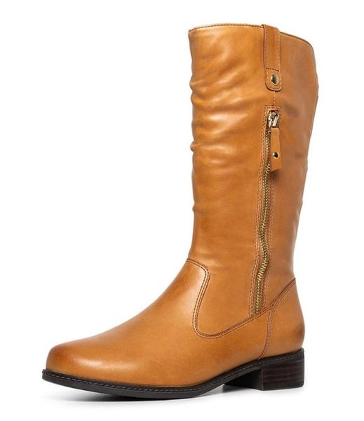 

boots eather women cozy zipper mid-calf rubber for non slip 2021 spring female winter shoes black big size