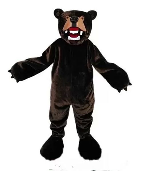 Costume da mascotte orso da festival di alta qualità Costume da mascotte da orso di Halloween Natale Vestito da festa in maschera Vestito da personaggio dei cartoni animati Carnevale Puntelli pubblicitari unisex Vestito per adulti