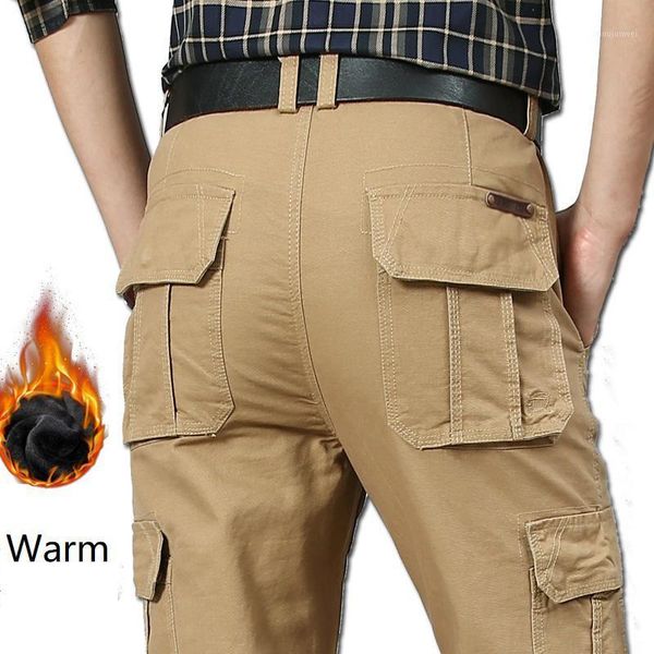 Грузовые брюки Мужчины Мульти-карманный мешковатый военный флис повседневные брюки зимние осенние армии Joggers плюс размер 40 42 44 мужчин