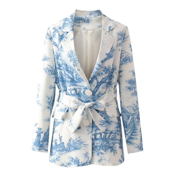 

women's suits & blazers rr casual slim printed women fashion single breasted jackets elegant tie belt waist female ladies gaa, White;black