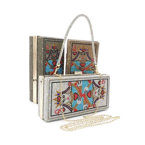 

fashion women evening party diamond shoulder bag funny classical crystal q card cross body bag