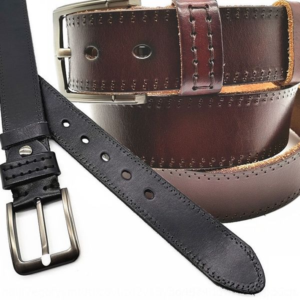

zaccb hengguangtaiversatile leather pure leather business men's with pin for men's belt cigqr pin belt belt fashion, Black;brown