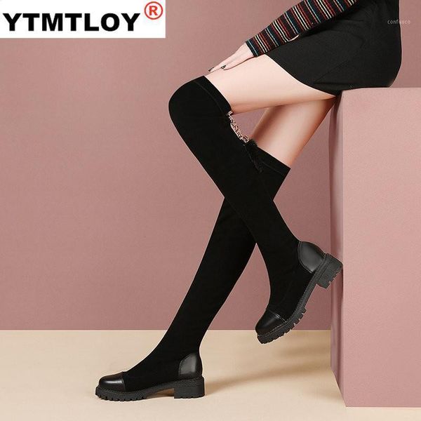 

new female stretch boots night club party shoes woman winter crystal high heels cow suede women over the knee high boots1, Black