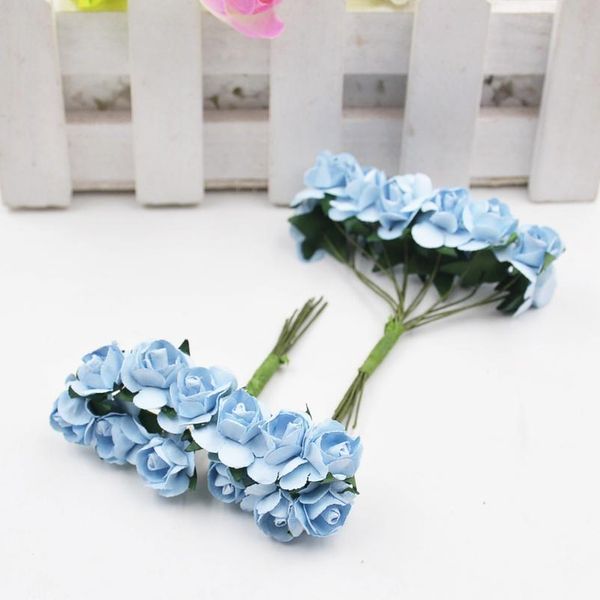 

12pcs/lot mini paper rose artificial flowers bouquet wedding christmas decoration craft gift box diy wreath scrapbooking jllafd