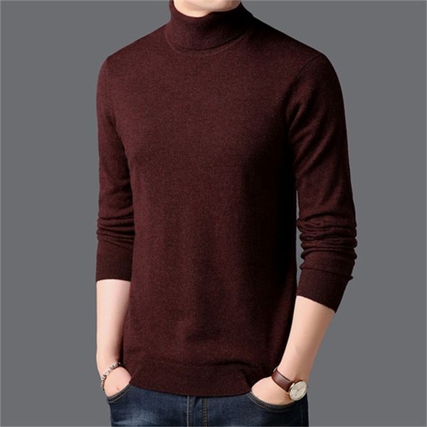

2021 new 100% warm woolen turtleneck high male sweater quality pullovers p7et, White;black
